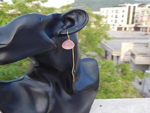 Pendientes de aro con piedra chapada en oro para niñas y mujeres, pendientes de aro con piedra de peso ligero, diseño de moda novedoso - Product Image 5