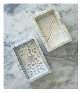 Bandeja con incrustaciones de fregona de madera de Acacia de tamaño personalizado con mango de acero para uso doméstico bandeja para servir postres de perlas madre regalo Ramadán Eid - Product Image 4