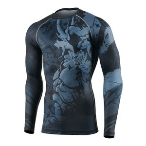 Diseño personalizado MMA Rash Guard para hombres camisa de compresión de etiqueta privada en negro liso - Product Image 5