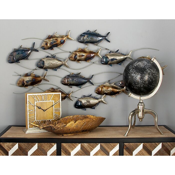 Décoration murale suspendue en métal rustique, Multiple poissons conception du meilleur luxe, prix de gros abordable, 1 pièce