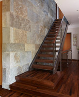 DAIYA escalier extérieur avec bande de roulement en bois en bois main courante balustrade en verre