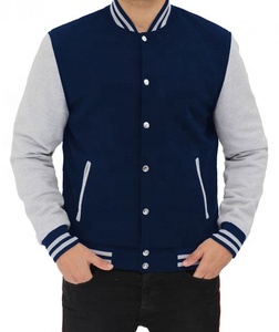 Chaqueta con Logo personalizado para hombre, estilo béisbol, gris y azul, venta al por mayor - Product Image 2
