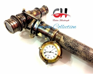 Calvin Handicraft mejor regalo vikingo hermosa madera cuero bastones/bastones con latón oculto telescopio reloj de alta calidad - Product Image 5