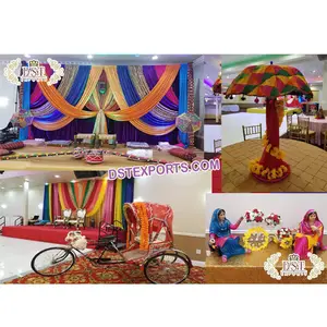 Mehndi decoración Idea con Phulkari sombrillas asequibles etapa Phulkari paraguas Punjabi Sangeet decoración con Phulkari paraguas