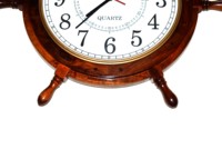 Horloge Murale en Bois Design Antique de 24 Pouces, Grande Roue de Navire, Horloge à Quartz Décorative en Bois, Affichage d'Aiguille pour le Mur du Salon