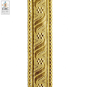 Encaje Francés Dorado Ecológico, Encaje Trenzado Dorado Orris, Ribete de Encaje con Hilo Metálico, Cinta de Mylar, Hilo Metálico, Tresse de Galón - Product Image 2