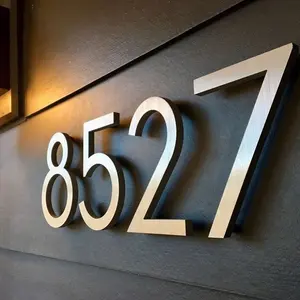 3D Stainless Steel Numbers and Letters sign Luminous Light  house numbers Metal Backlit Illuminated LED House numbers