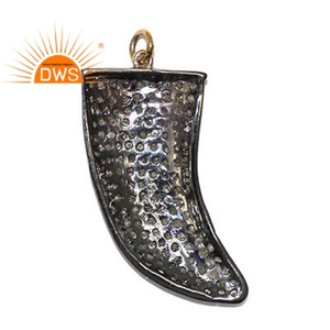 Pavé de diamant éléphant dent pendentif à breloque en argent Sterling 925 résultats de bijoux fabricant Collection classique - Product Image 2