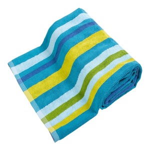 Lignes de couleur jaune imprimées 100% coton biologique tissu éponge Gots certificat hôtel luxe séchage rapide lin Collection serviettes de plage - Product Image 2