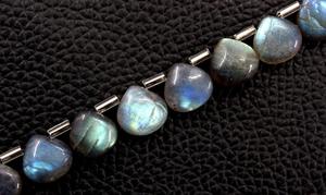 High Quality 17-Piece 1 Strand Natural Labradorite Gemstone Smooth Blue Fire Briolette Beads in <b>Heart</b> Shape - Product Image 2