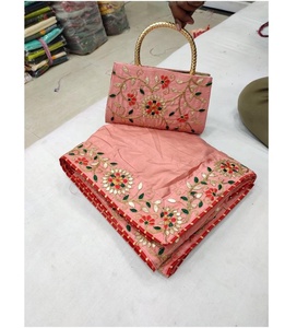 Indian Designer Partywear Saree with Blouse and Designer Matching Party Wear Beautiful Fancy Box <b>Clutch</b> <b>Bag</b> Purse Ethnic - Product Image 2