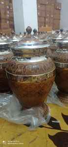 Urna de cremación antigua de latón, urna funeraria, suministros funerarios, Brassworld, India - Product Image 4