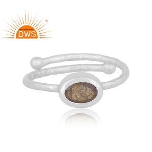 925 Fine Sterling Silver Natural <b>Labradorite</b> Gemstone Stackable <b>Ring</b> Jewelry For Women Gift For Her - Product Image 2