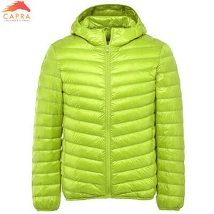 Chaqueta Acolchada Ligera, Cortavientos y Ecológica para Hombre, con Capucha, Plegable, Color Naranja, Servicio OEM para Invierno - Product Image 3