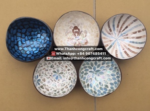 Cuencos de coco de cáscara de huevo ecológicos pintados a mano del proveedor de laca Thanh Cong pulidos con técnica tradicional de Vietnam - Product Image 6