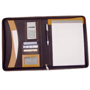 New Design PU leather brown business pad folio folders latest 2024