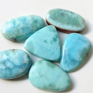 Larimar อัญมณีทรงหลังเบี้ย,ทรงแฟนซีผิวเรียบพลอยทรงหลวมพลอยสีฟ้าธรรมชาติปรับแต่งได้20กรัมขนาดประมาณ20-40มม.