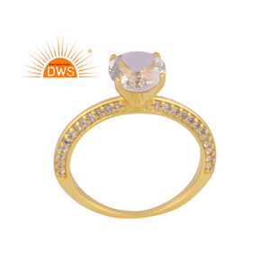 Bague solitaire en argent sterling fin avec améthyste verte naturelle et topaze blanche pour femmes fabricant de bijoux - Product Image 1