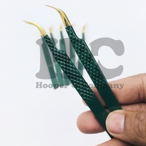 Pince à épiler personnalisée avec logo en vison Pince à épiler en acier inoxydable de haute qualité Pointe volumineuse en or vert Emballage durable - Product Image 5