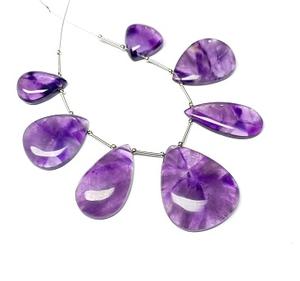 ลูกปัดหินอเมทิสต์เจียระไนธรรมชาติลูกปัดทรงลูกแพร์เรียบขนาด5นิ้วลูกปัดหลวมสำหรับใช้เป็นเครื่องประดับ - Product Image 5