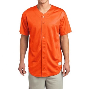 Men's Navy Blue Baseball Jersey Short Sleeve V-Neck Button Front Moisture Wicking Polyester Regular Fit Solid Color Apparel - Product Image 6