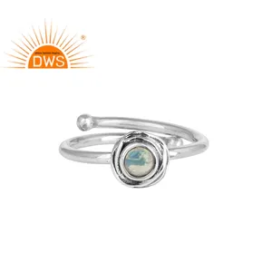 ขายส่ง925สเตอร์ลิงเครื่องประดับแหวนออกซิไดซ์พลอยโอปอลเอธิโอเปียธรรมชาติเปิดของผู้หญิงเครื่องประดับแหวน - Product Image 1