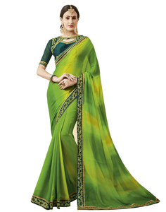 Sari en coton de luxe rouge, jaune, orange, multicolore avec blouse lavable pour mariage, occasion spéciale, design moderne - Product Image 5