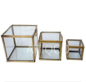 Bandeja votiva de farol de vidrio y metal translúcido Decoraciones especiales para fiestas de Diwali - Product Image 6