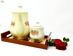 Nouveau plateau de service en bois Plateau de service en bois d'acacia avec poignées Plateau de service en bois Table basse - Product Image 6