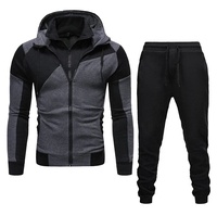 Ensemble de survêtement polaire respirant deux pièces pour homme grande taille avec veste zippée à col montant et pantalon – Collection Sport
