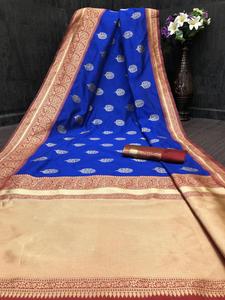 Banarasi Silks Saree สีดำ Banarasi ผ้าไหมบริสุทธิ์สารี - Product Image 6