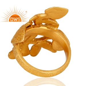 Leaf Designer 925 Sterling Silver Fashion <b>Ring</b> Manufacturer Handmade Gold Plated Jewelry Wholesaler - Product Image 3