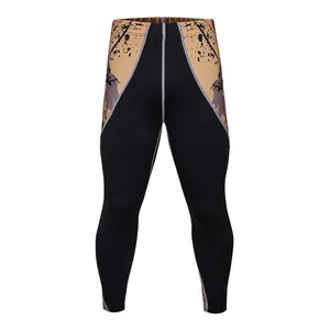 Celana Olahraga Motif Sublimasi Kustom Pakaian Gym Celana Ketat Kompresi Olahraga Gym Pria Celana Atletis Legging Gym Cepat Kering