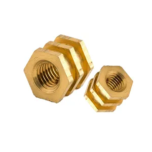 Inserts filetés hexagonaux en laiton de haute précision, micro-vis moletées, inserts filetés en laiton pour pièces de fabrication plastique - Product Image 1