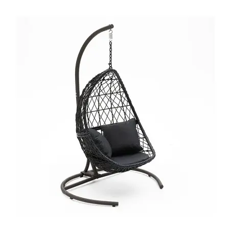 เก้าอี้แขวนพร้อมที่นั่งแกว่งแบบตั้งสีดำปรับขนาดได้เก้าอี้แกว่งเหล็กแบบแขวนด้านบน
