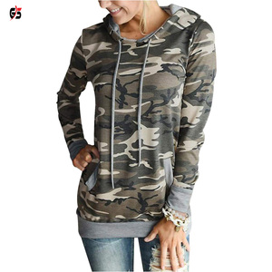 Sudadera con capucha con estampado de camuflaje para mujer, jersey de tela 100% de poliéster con Logo personalizado, ropa de moda cálida para exteriores con mangas completas - Product Image 6