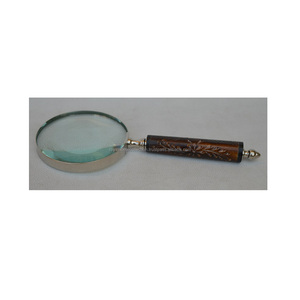 Latest Design Wooden With Brass Material Reading Magnifying Glass Wholesale Engraving Design Wooden Handle Magnifying Glass - Product Image 1
