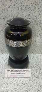 Urne de crémation en aluminium noir avec bande blanche pour fournitures funéraires - Product Image 2