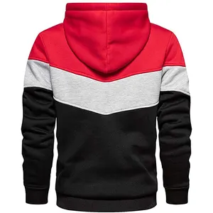 Felpa con cappuccio Pullover tinta unita con Patch Color Block personalizzata