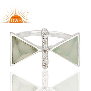 Anillo de Plata de Ley 925 para niñas, joyería fina de diseño, pirámide, calcedonia, Gema cortada, proveedor de joyería - Product Image 2