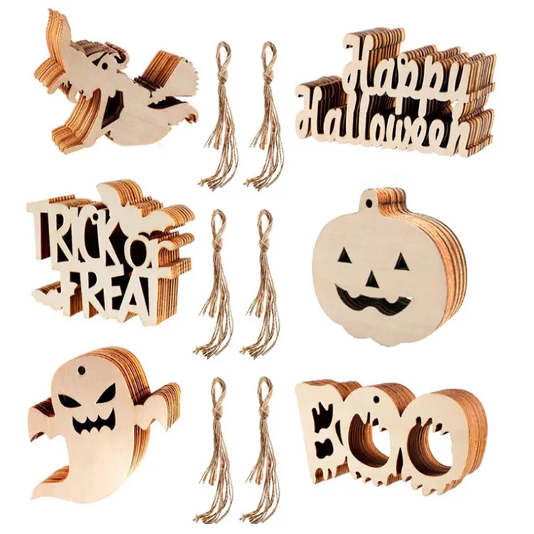 Solid wood customization Hanging decoration cutting craft children's handicrafts DIY wooden halloween decor