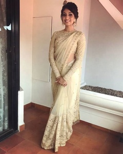 Elegant Trending Latest Heavy Resham & Stone Work Saree Designer Handcrafted Wedding & Party Wear - Product Image 3