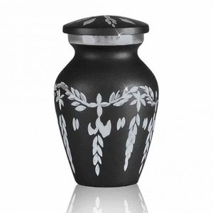 Ensemble de 4 urnes funéraires en céramique blanche avec motif saule pour adultes, urnes funéraires en métal blanches pour conservation de souvenirs - Product Image 2