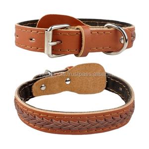 Premium Quality Luxury Leather <b>Dog</b> <b>Collar</b> Customized Attractive Logo Extra Soft Padding Rivet Decoration Solid Wholesale - Product Image 1