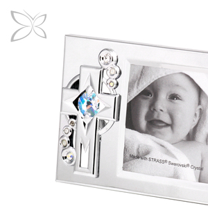 Crystocraft Chrome mạ kim loại chéo rực rỡ cắt tinh thể khung ảnh 13.9x8.2cm hình chữ nhật Hộp quà tặng bao bì Christian - Product Image 2