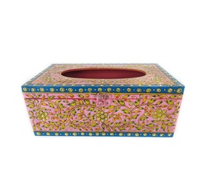 Boîte de papier de soie en bois la plus vendue à la main Design floral incrustation d'os fabricants et exportateurs en gros - Product Image 2