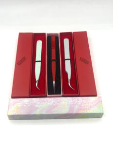 Vente en gros 45 degrés de revêtement en poudre de couleur différente pince à épiler d'extension de cils droite mince outils de beauté incurvés en acier inoxydable - Product Image 2