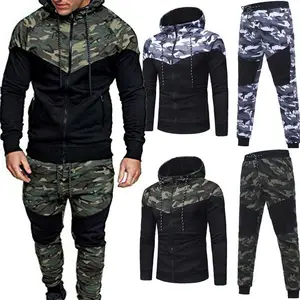 Custom Camouflage Slim Fit tracksuits/ camouflage sweat suits/ Men's tracksuits Grey
