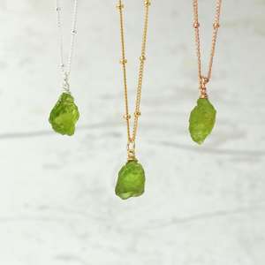 Collar largo de plata de ley 92,5 para mujer, peridoto Natural crudo de 18 pulgadas, signo del zodiaco elegante para mujer, joyería al por mayor - Product Image 3