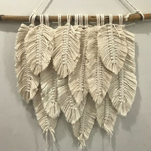 Main Macrame Feuille Plume Macrame Laisse Tenture Décor À La Maison - Product Image 2